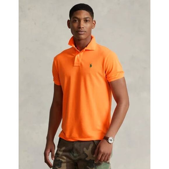 Polo Ralph Lauren The Earth Polo Orange XL Custom Fit Shirt • EUC Cotton Mesh - Picture 1 of 9